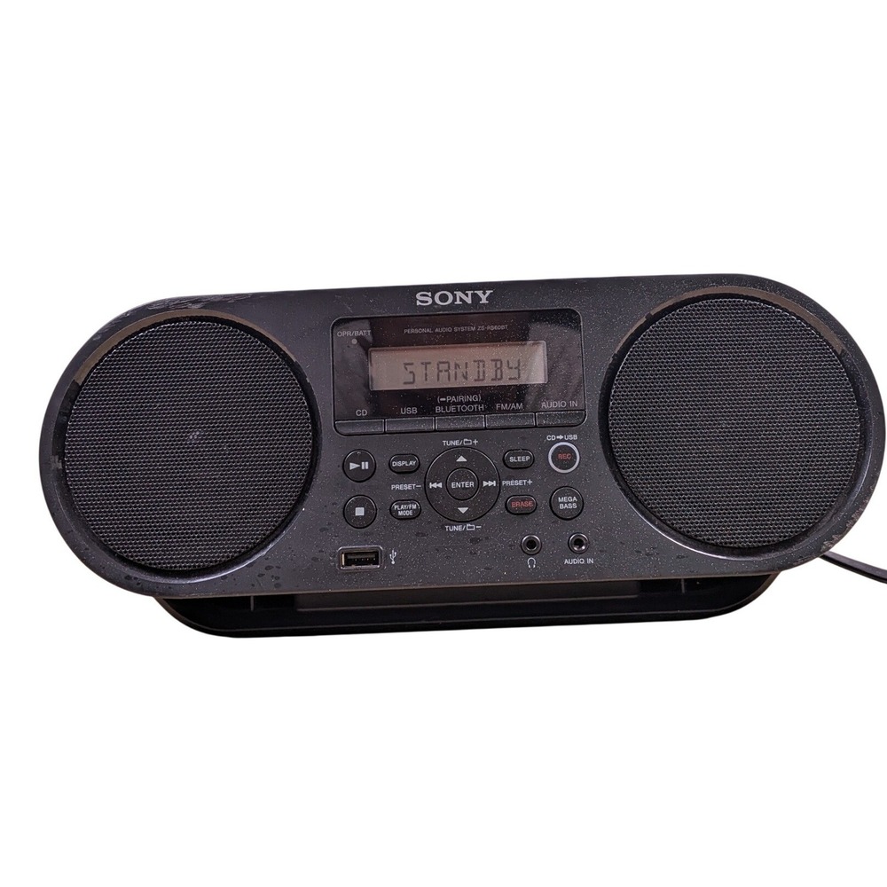 Sony CD Boombox Personal‎ Audio System ZS-RS60BT Black Bluetooth USB FM/AM Radio